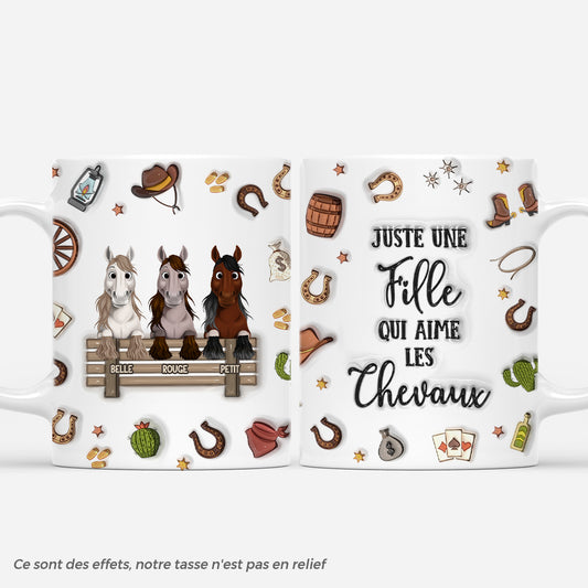 6213MFR1 effet dimpression 3d mug personnalise juste une fille qui aime les chevaux 6213m6vau