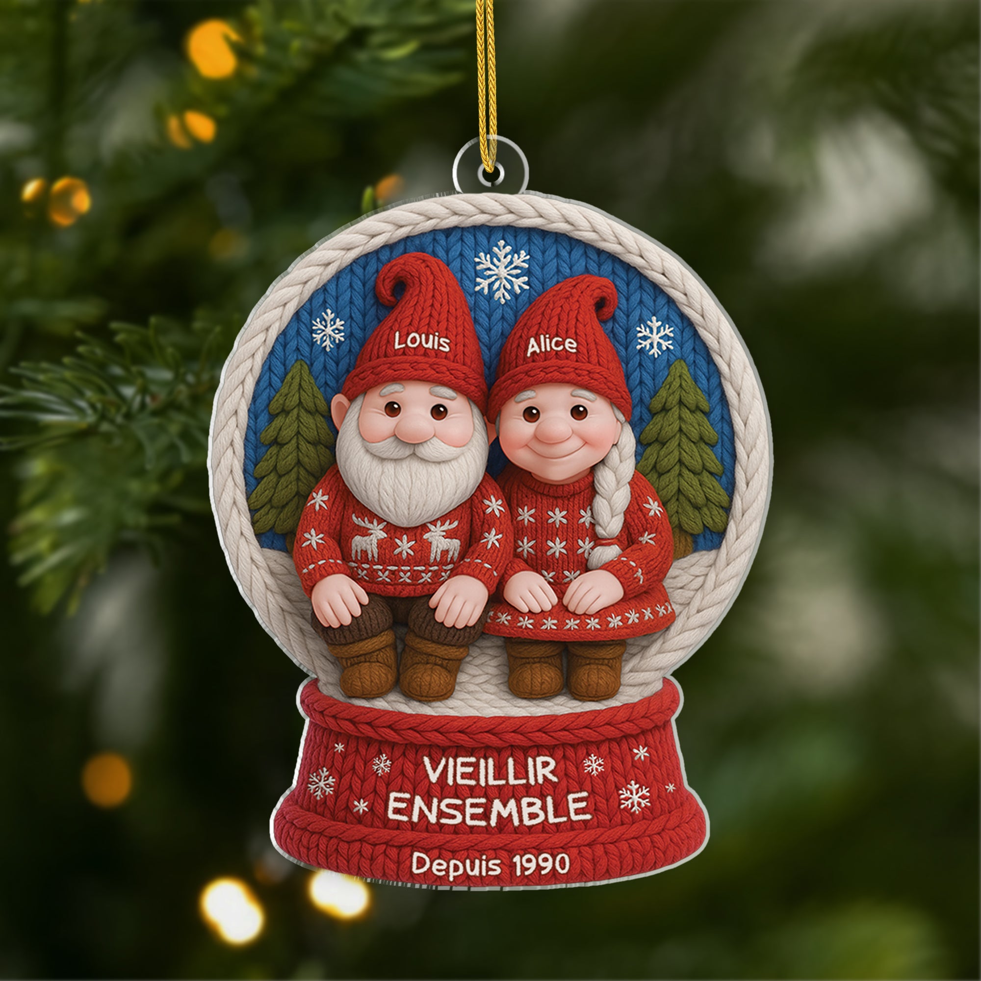 6216OFR1 effet dimpression 3d ornement acrylique personnalise couple de noel toi et moi vieillir ensemble 6216o6vng