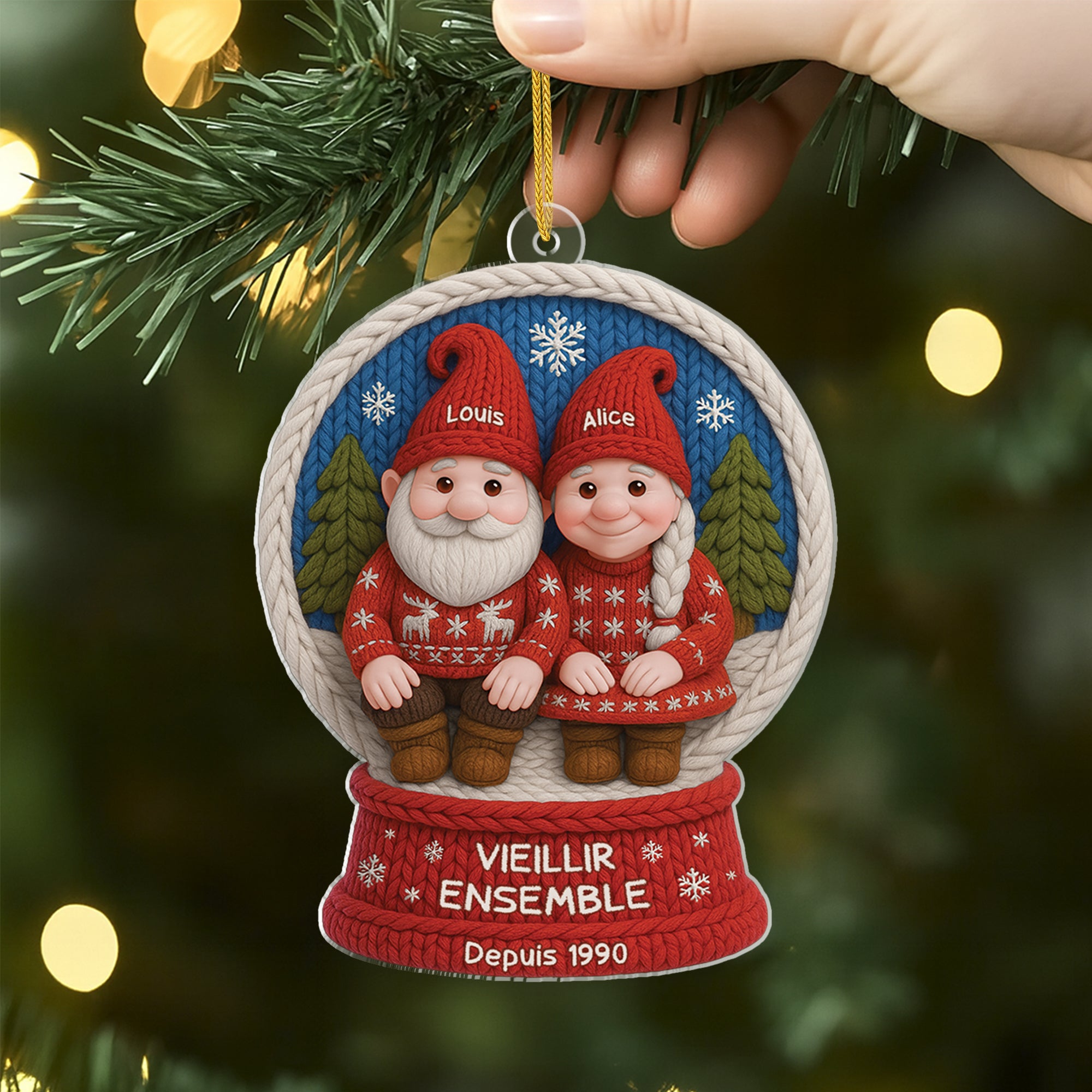 6216OFR2 effet dimpression 3d ornement acrylique personnalise couple de noel toi et moi vieillir ensemble 6216o6vng