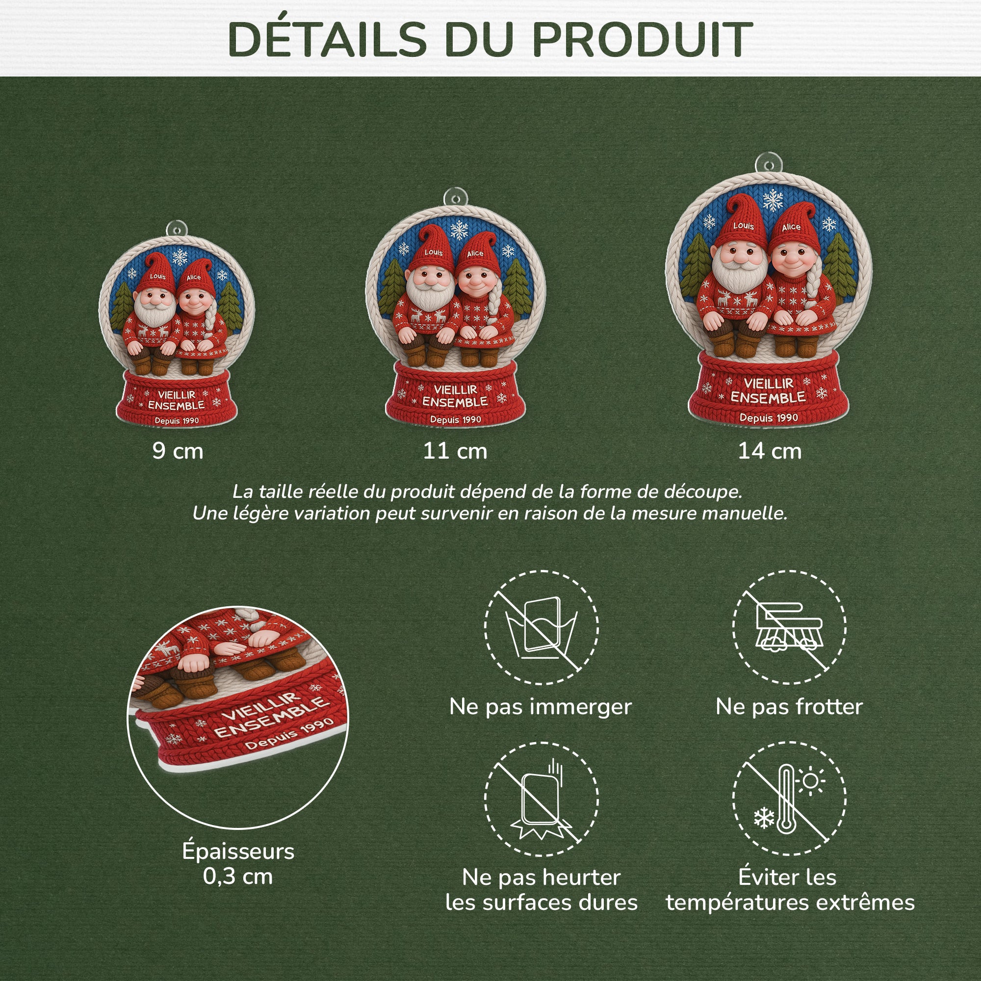 6216OFR3 effet dimpression 3d ornement acrylique personnalise couple de noel toi et moi vieillir ensemble 6216o6vng