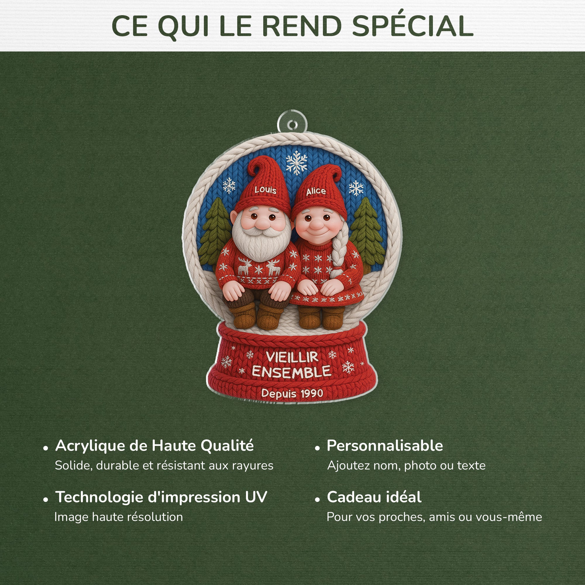 6216OFR4 effet dimpression 3d ornement acrylique personnalise couple de noel toi et moi vieillir ensemble 6216o6vng
