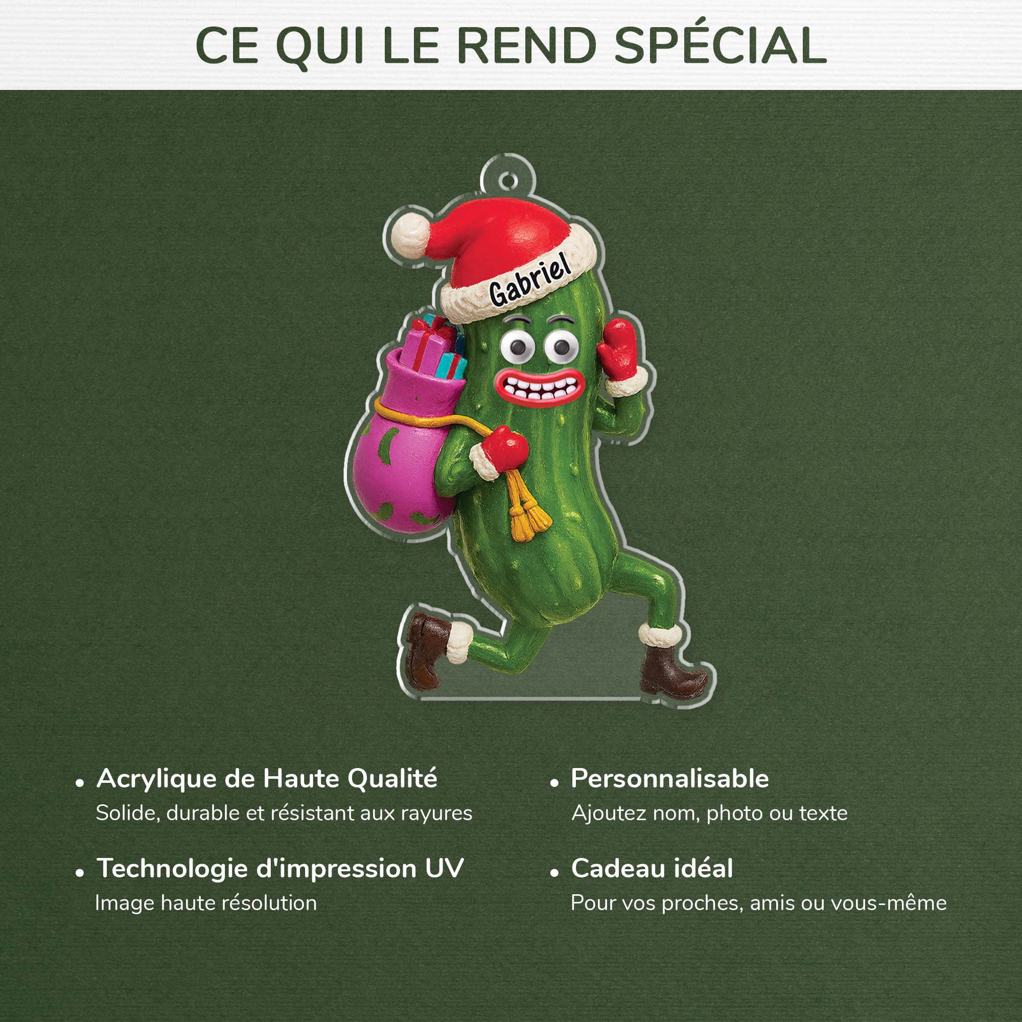 6219OFR4 effet dimpression 3d ornement acrylique personnalise pour femme et homme cornichon de noel 6219o6v5a