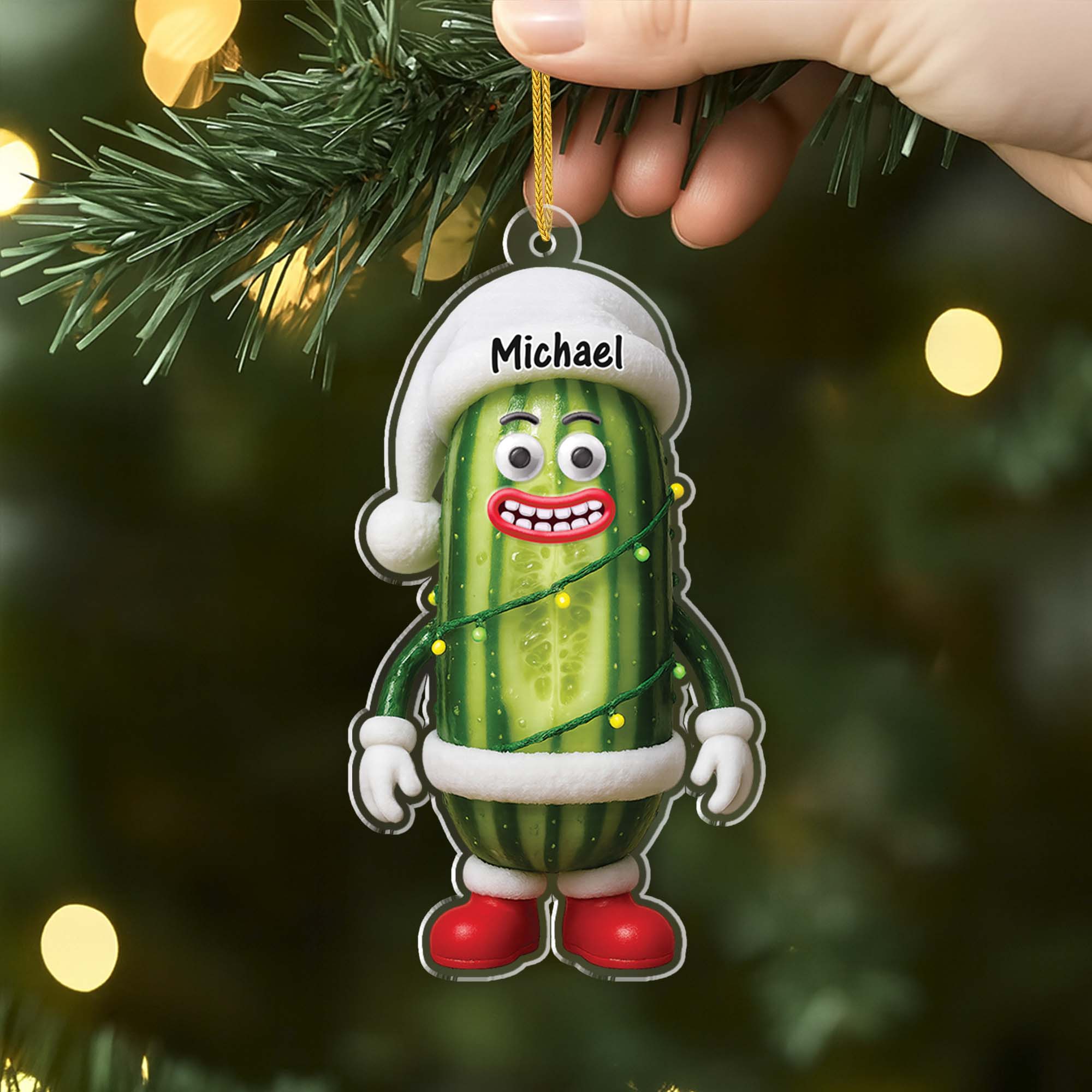6219OUS2 3d printing effect acrylic christmas pickle ornament personalized xmas gifts 6219O6V5A