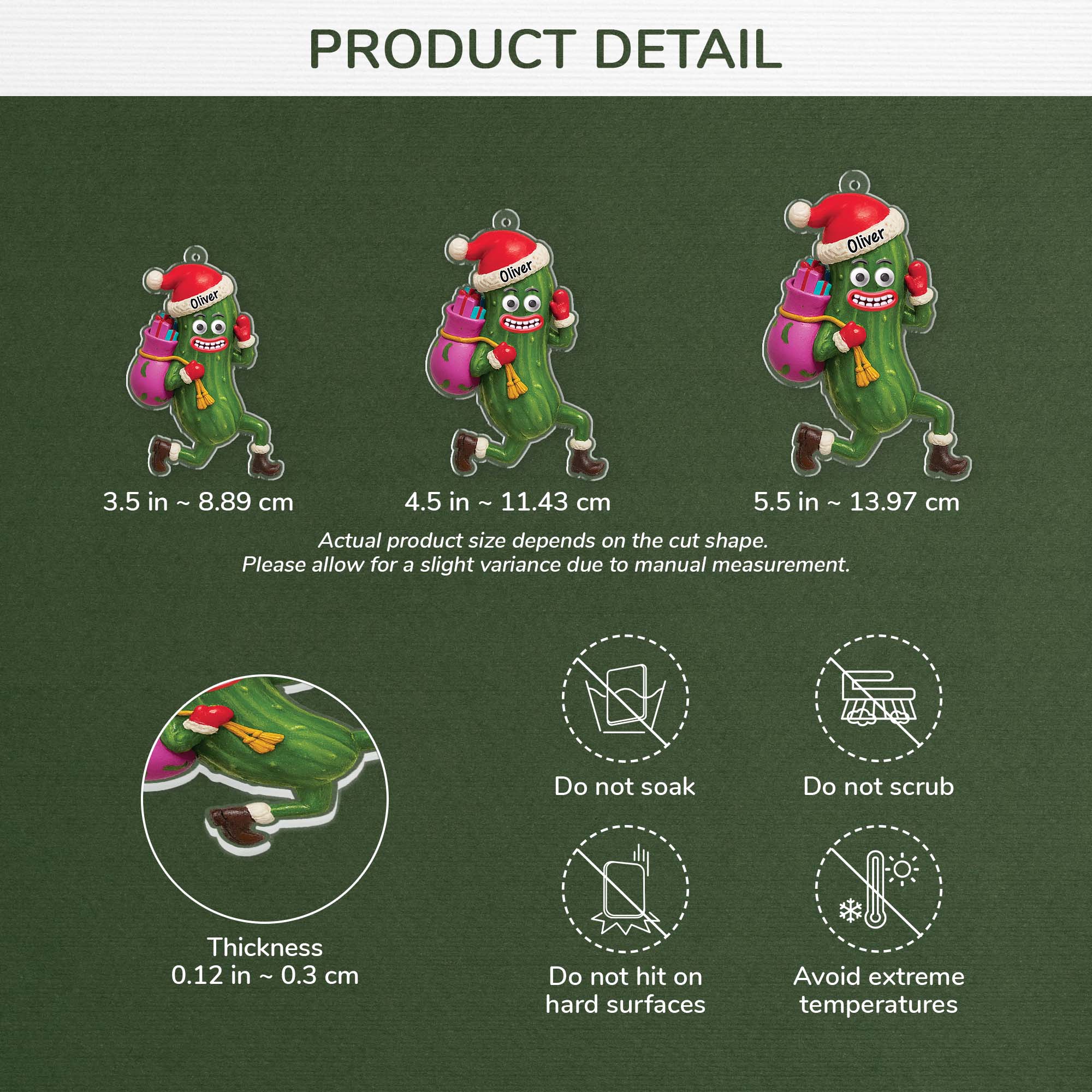 6219OUS3 3d printing effect acrylic christmas pickle ornament personalized xmas gifts 6219O6V5A