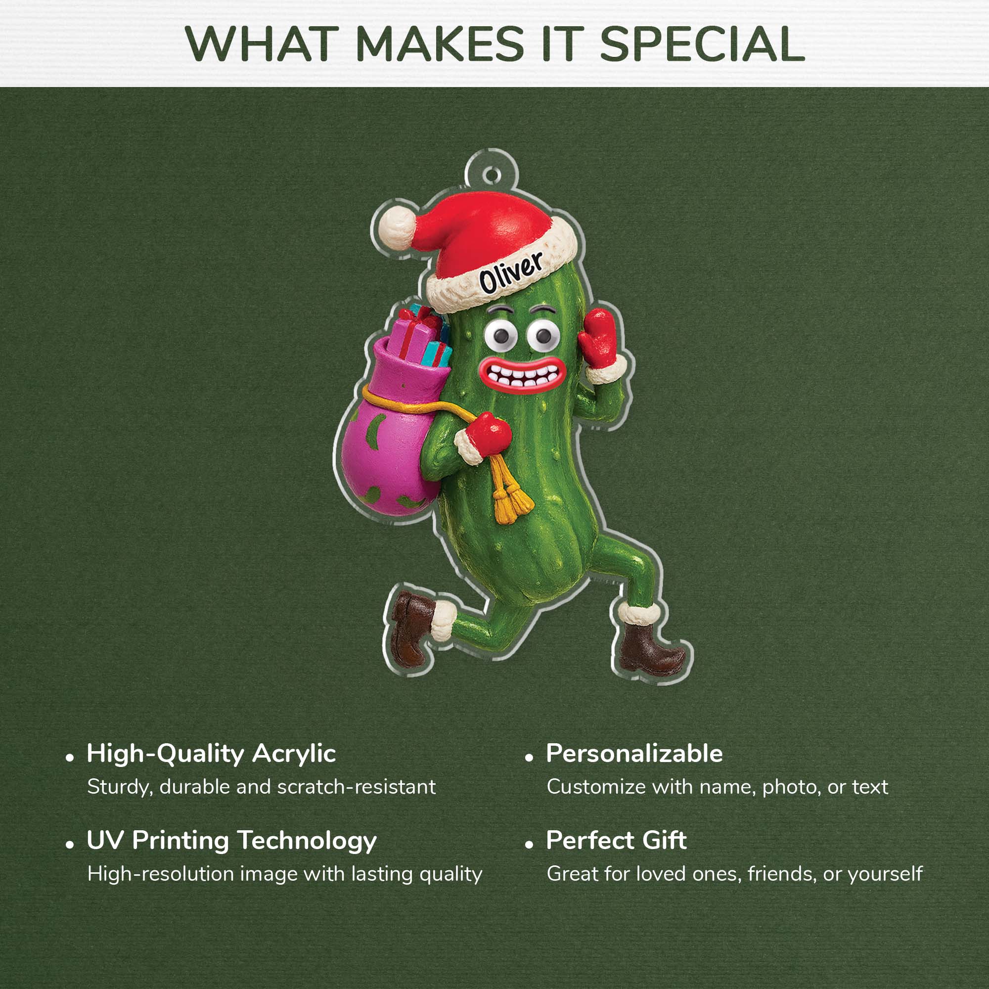 6219OUS4 3d printing effect acrylic christmas pickle ornament personalized xmas gifts 6219O6V5A
