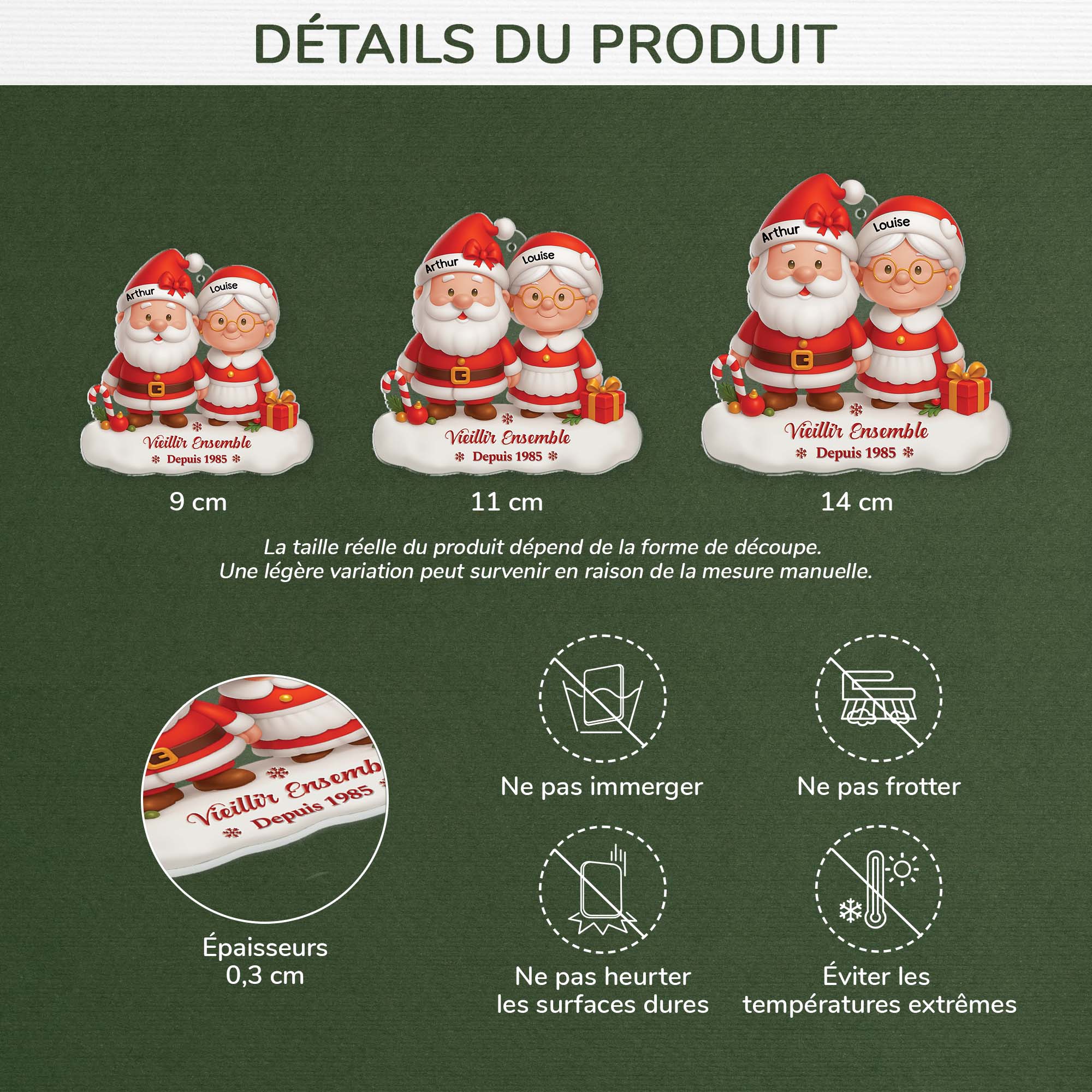 6229OFR3 effet dimpression 3d ornement noel acrylique personnalise toi  moi vieillir ensemble 6229ottag