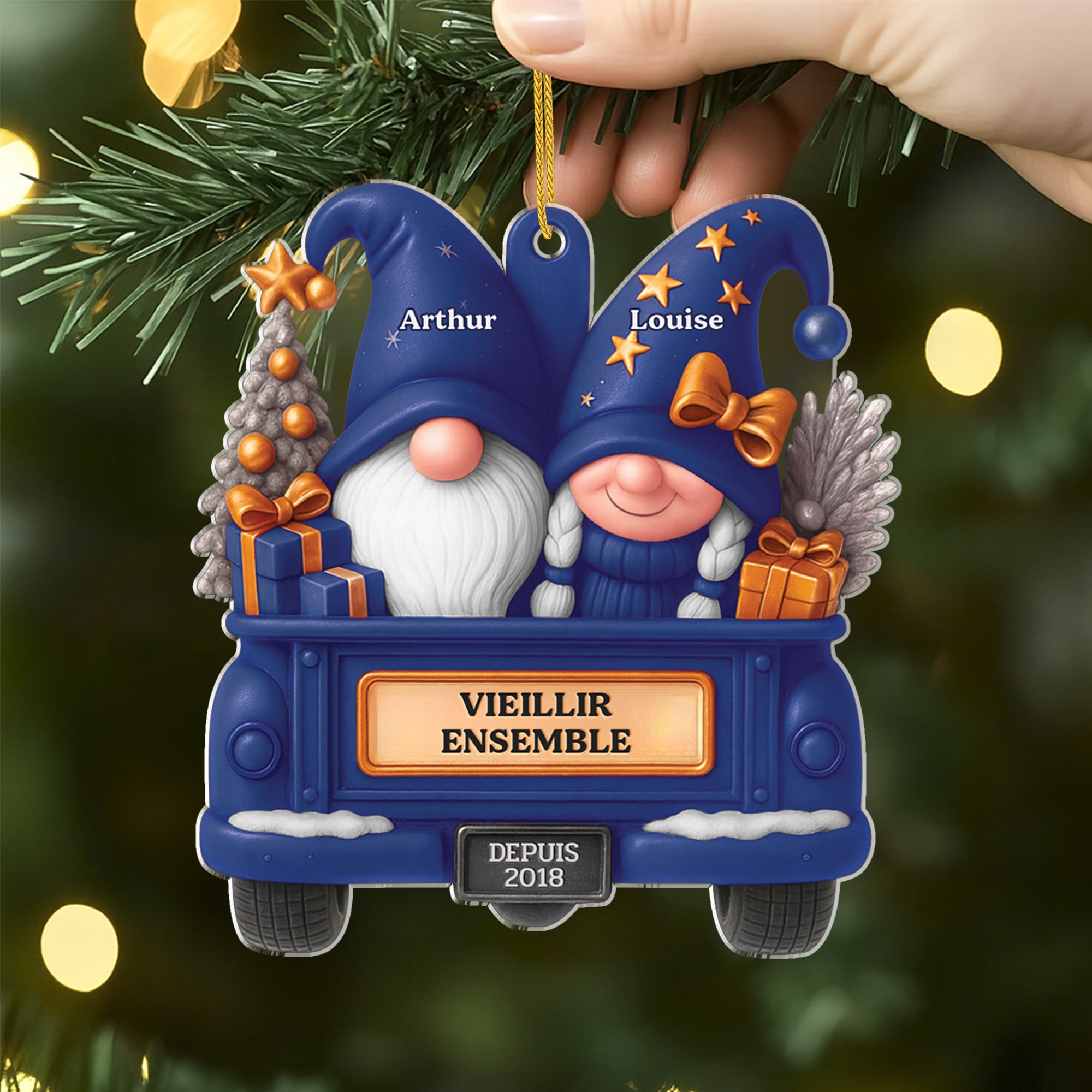 6230OFR2 effet dimpression 3d ornement noel acrylique personnalise vieillir ensemble couple avec voiture 6230o8vng