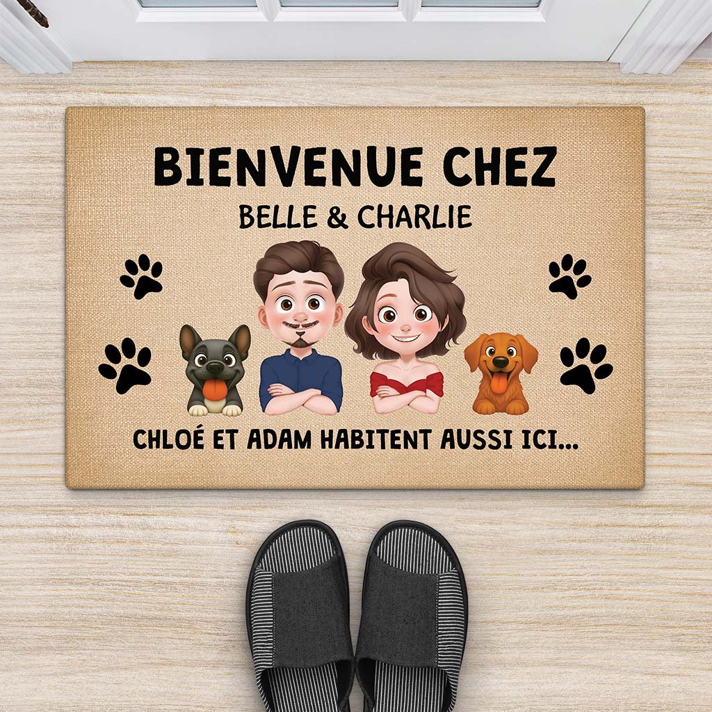 6236DFR2 paillasson personnalise bienvenue chez chien 6236d8t0c