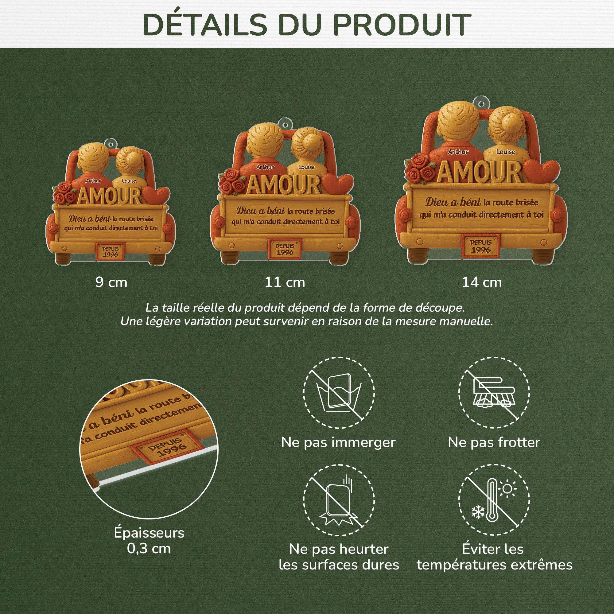 6237OFR3 ornement acrylique personnalise couple le chemin brise qui ma conduit directement a toi 6237othng