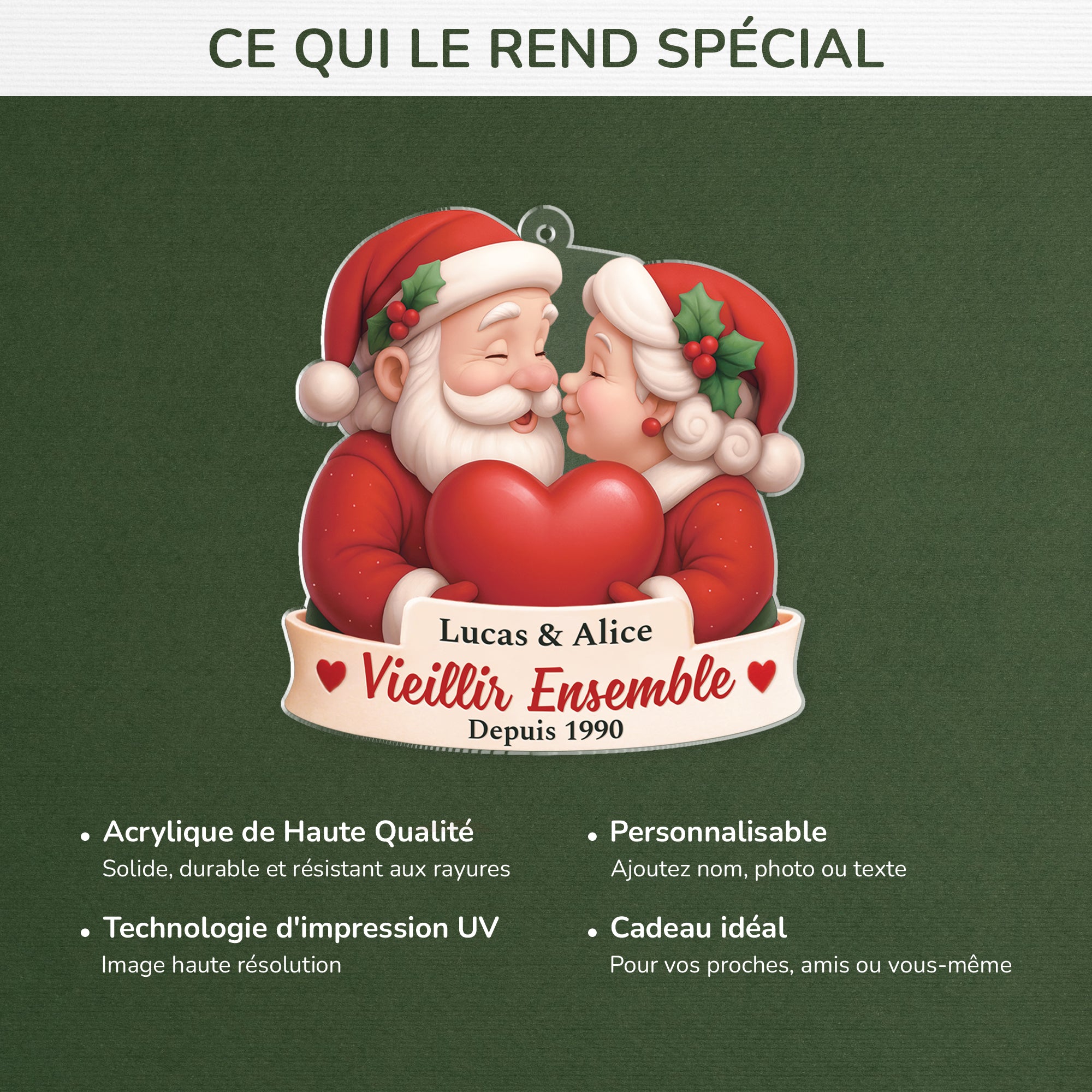 6238OFR4 effet dimpression 3d ornement noel acrylique personnalise vieillir ensemble couple 6238okqng