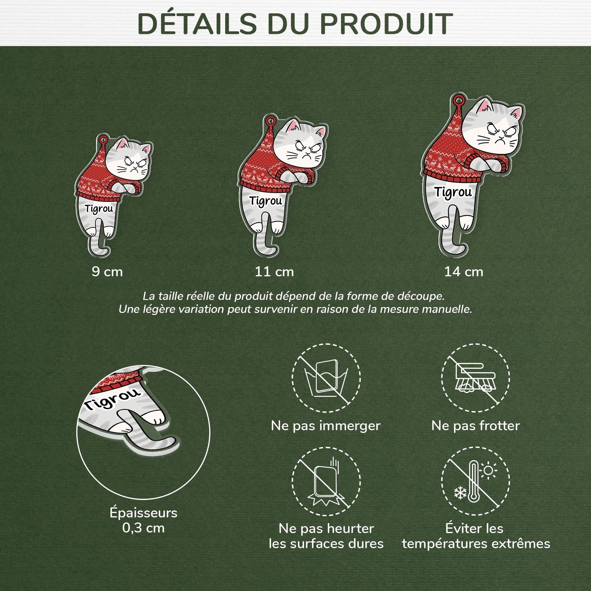 6245OFR3 ornement noel acrylique personnalise mon chat grincheux 6245o8qad