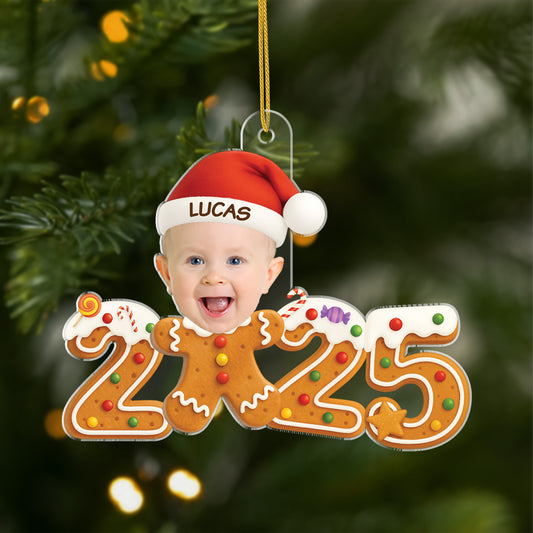 6246OFR1 effet dimpression 3d ornement noel acrylique personnalise avec photo bebe pain d_epices 6246o8vak