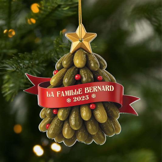 6247OFR1 effet dimpression 3d ornement noel acrylique personnalise famille sapin de cornichons 6247okqti