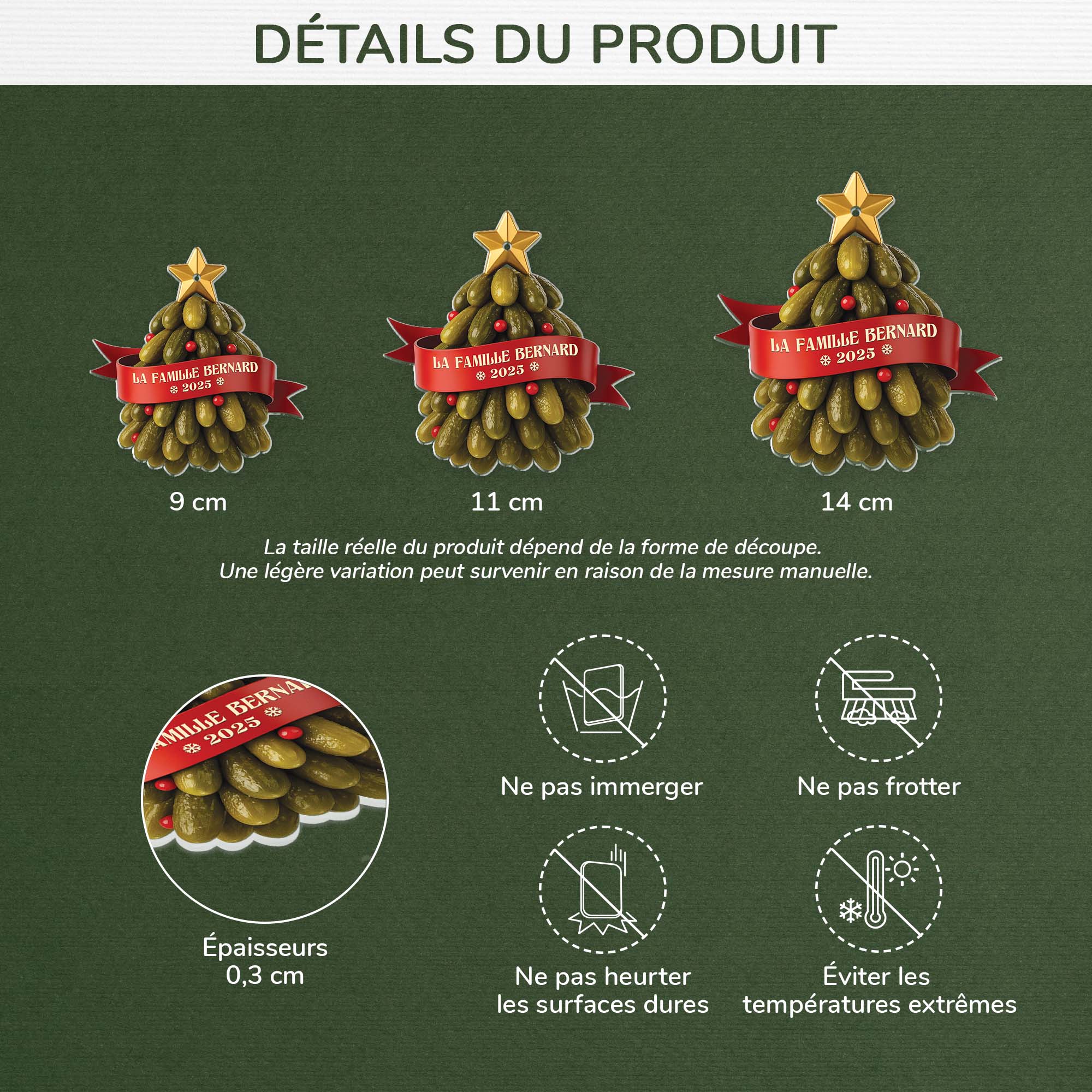 6247OFR3 effet dimpression 3d ornement noel acrylique personnalise famille sapin de cornichons 6247okqti