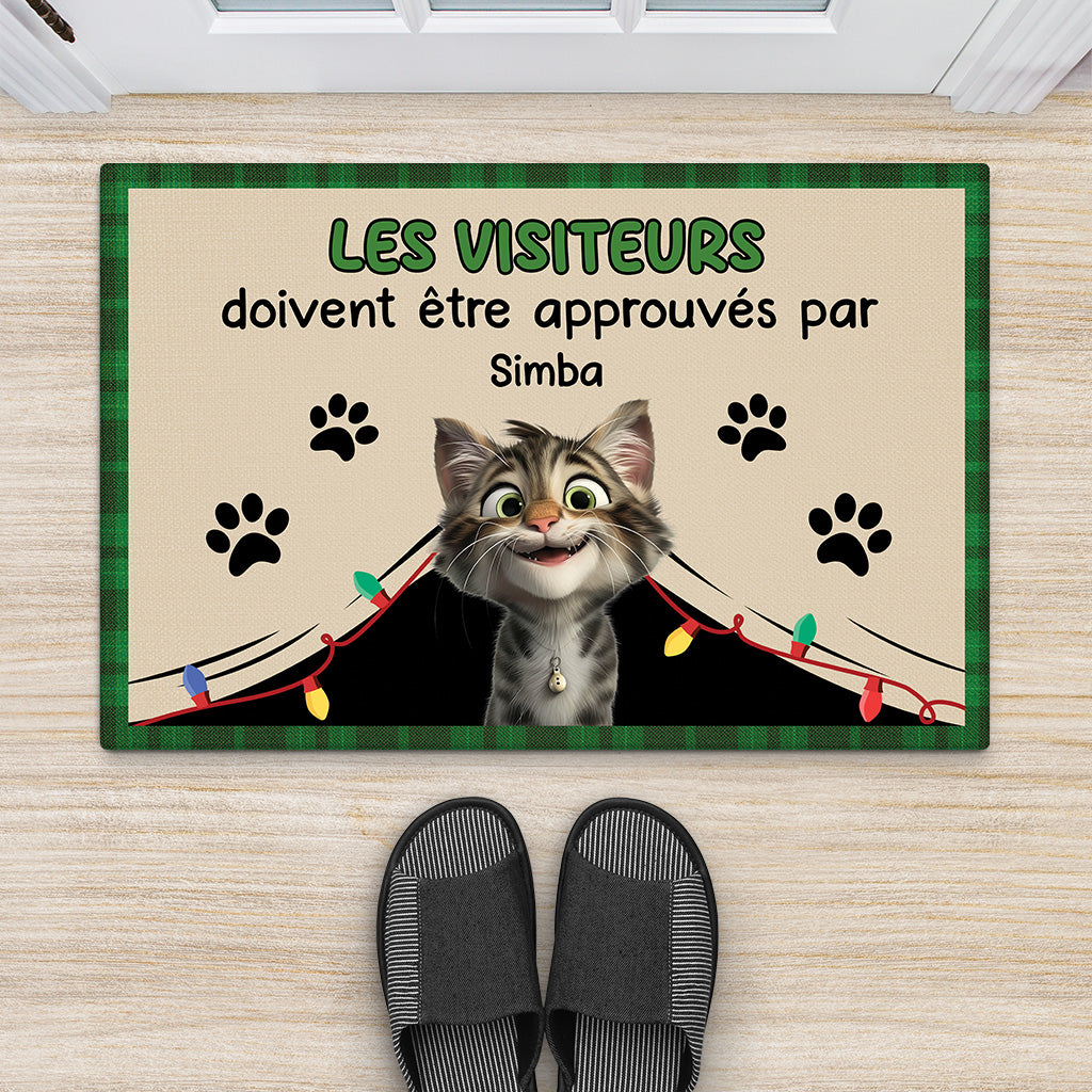 6248DFR1 paillasson personnalise chat noel visiteurs doivent etre approuves par 6248dklnd_2