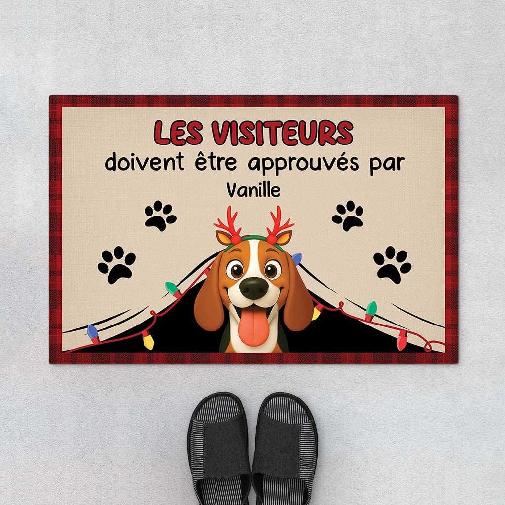 6248DFR1 paillasson personnalise chien noel visiteurs doivent etre approuves par 6248dklnc_1