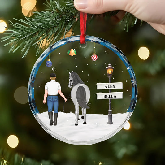 6252OFR2 ornement en verre personnalise joyeux noel mon cheval 6252o3t0u