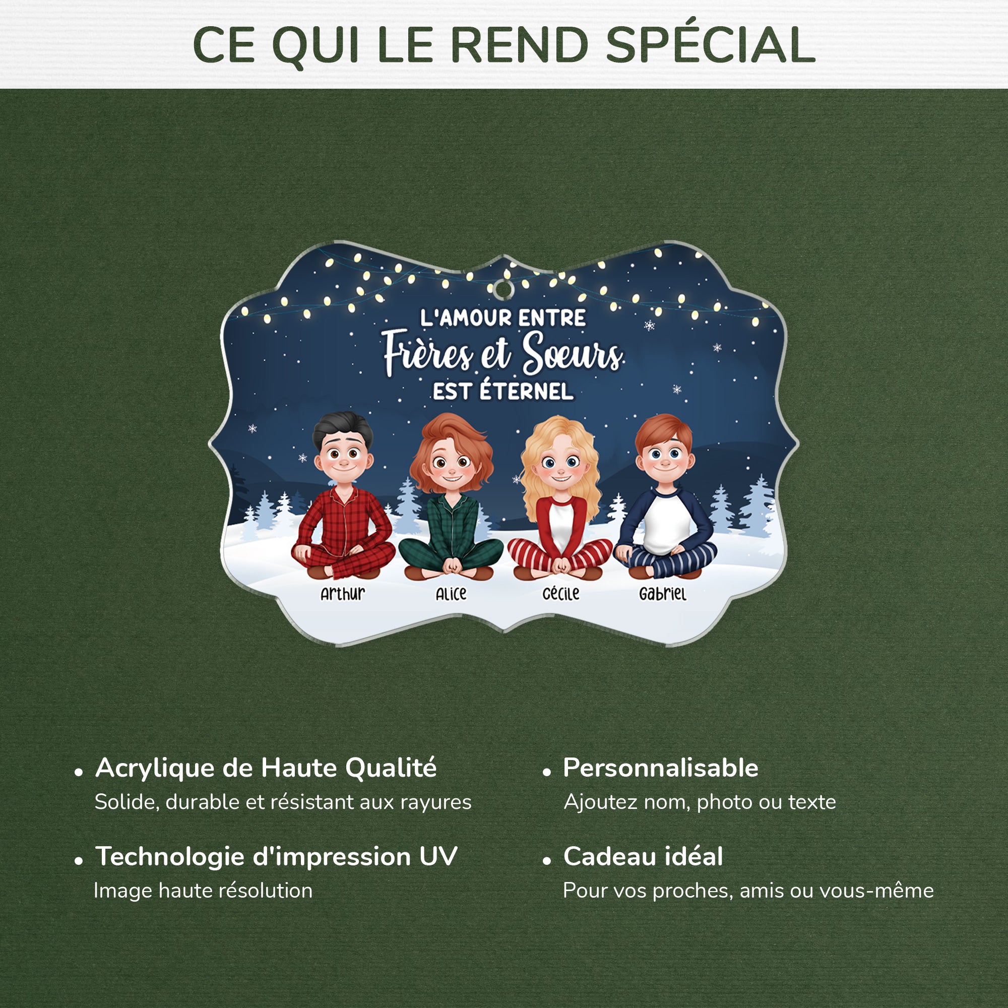 6253OFR4 ornement noel acrylique personnalise amour entre freres et soeurs 6253o