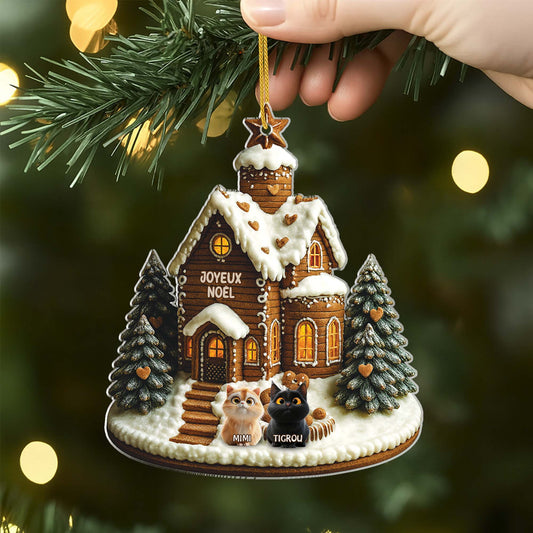 6257OFR2 effet dimpression 3d ornement acrylique personnalise joyeux noel avec des chats 6257okq5d