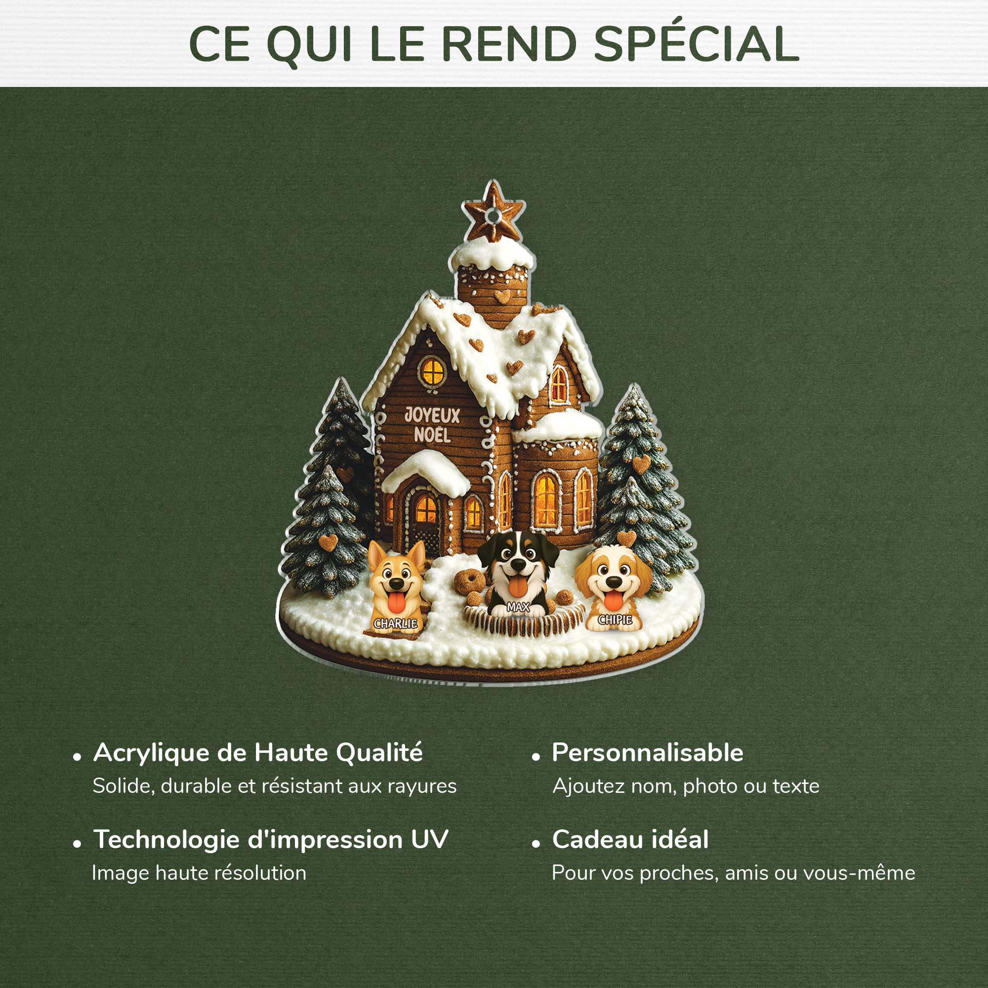 6257OFR4 effet dimpression 3d ornement acrylique personnalise joyeux noel avec des chiens 6257okq5c