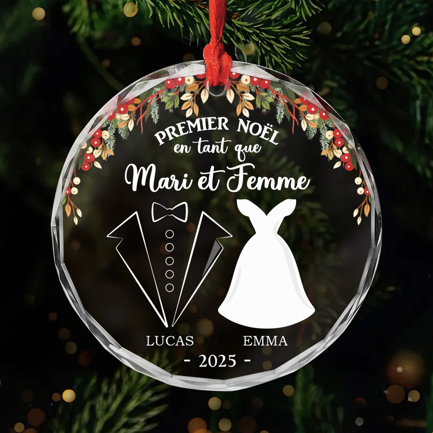 6258OFR1 ornement en verre personnalise couple premier noel en tant que m  mme 6258okt5g