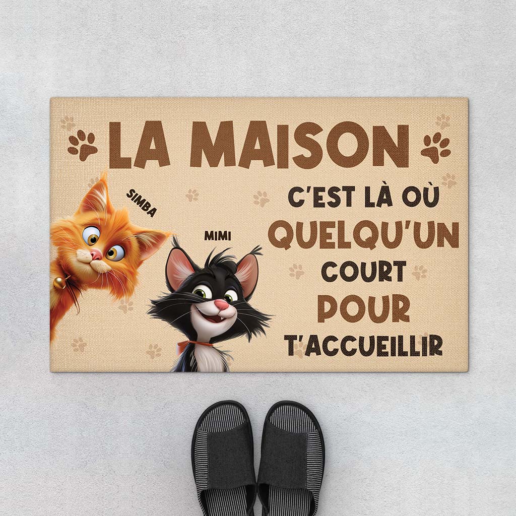 6259DFR1 paillasson chat personnalise la ou quelqu_un court pour t_accueillir 6259d8vzd