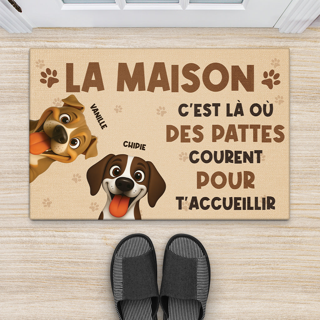 6259DFR2 paillasson chien personnalise la ou quelqu_un court pour t_accueillir 6259d8vzc