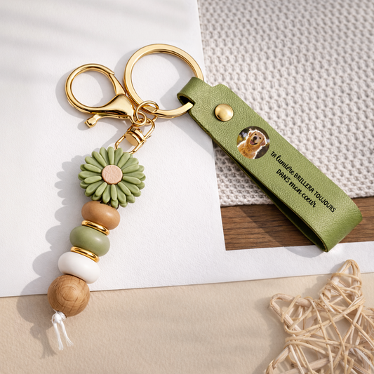 6260MFR2 porte cles personnalise marguerite en perles photo imprimee uv commemorative tes ailes etaient pretes 6260mjcfzd