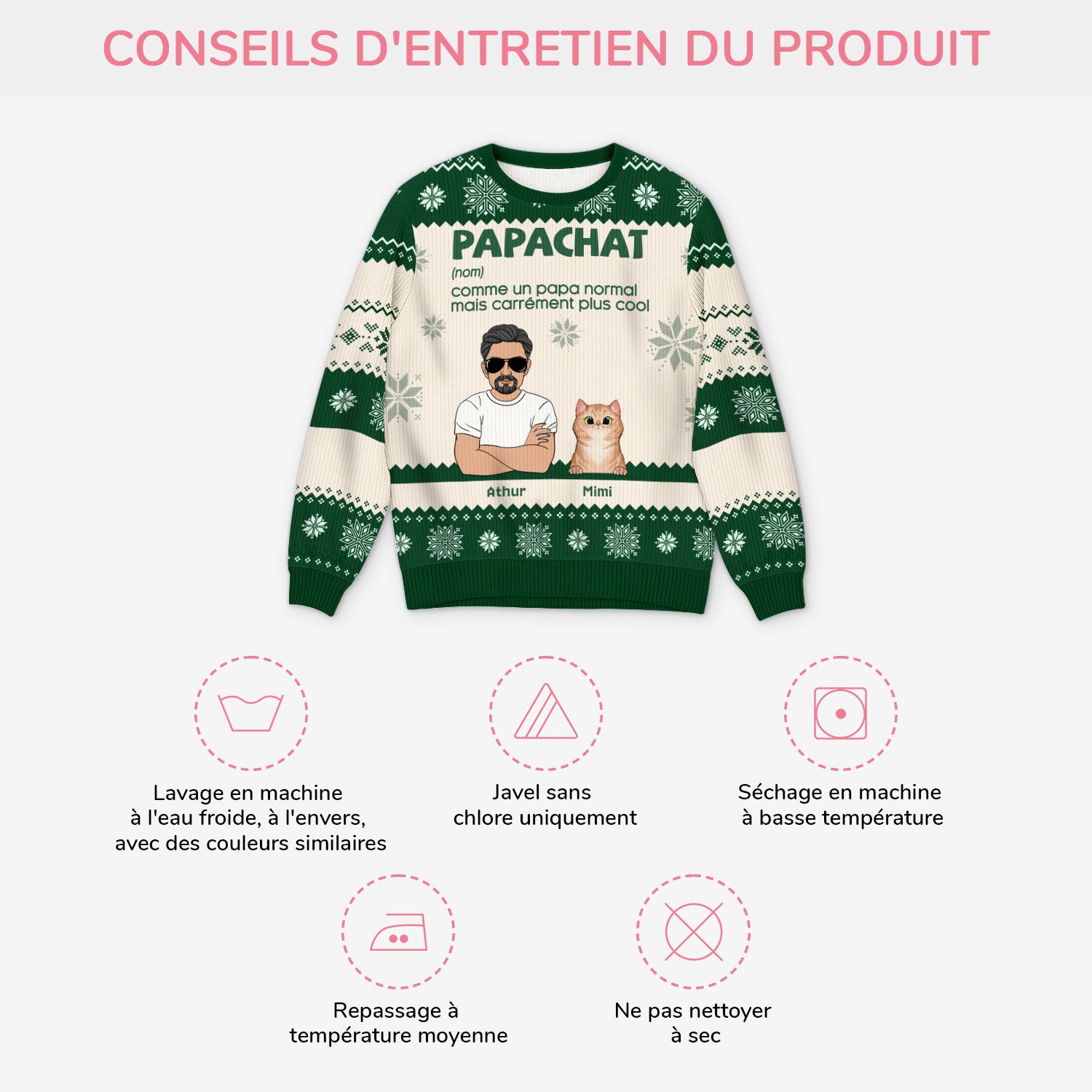6261WFR4 pull de noel moche personnalise papa chat cool 6261wkv5d