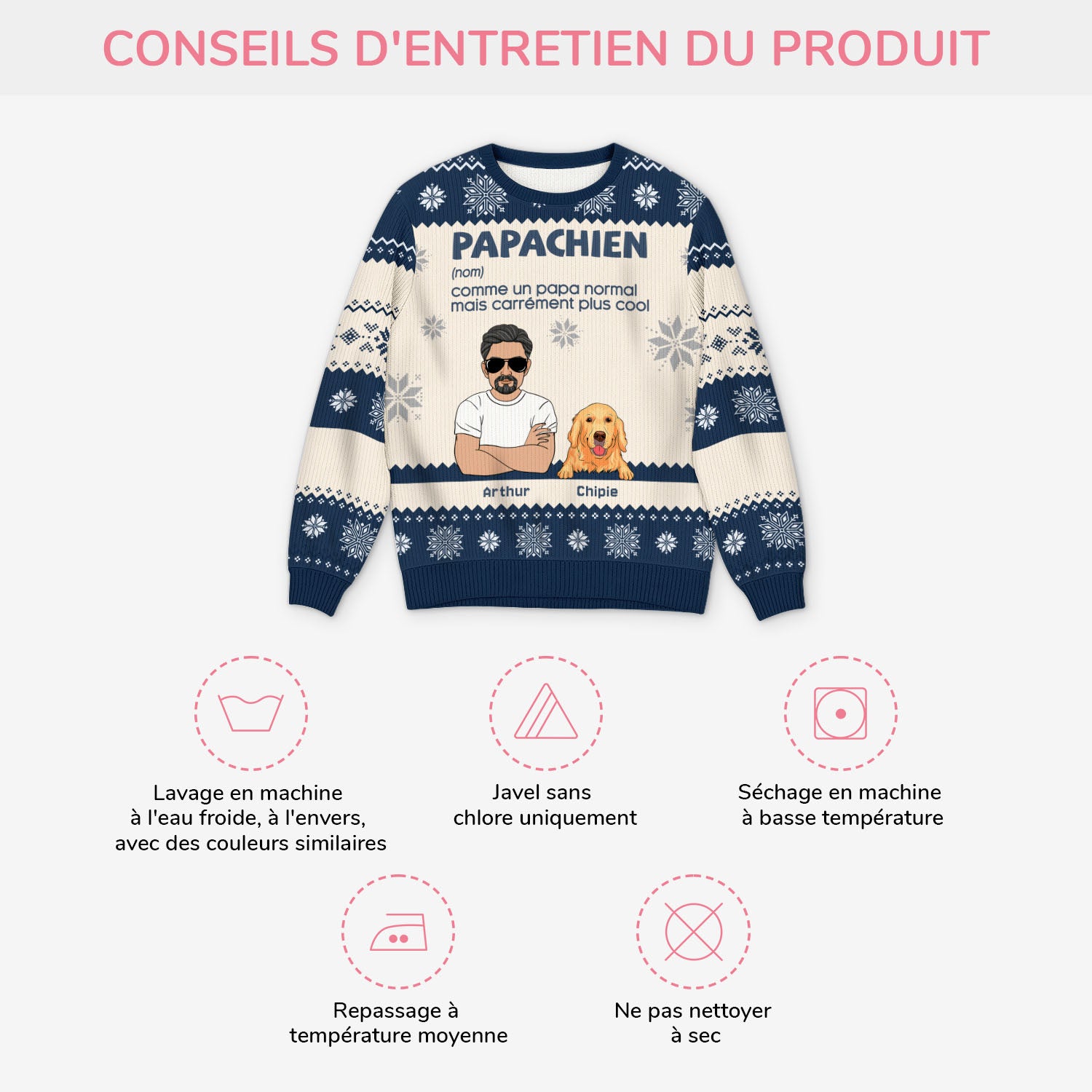 6261WFR4 pull de noel moche personnalise papa chien cool 6261wkv5c