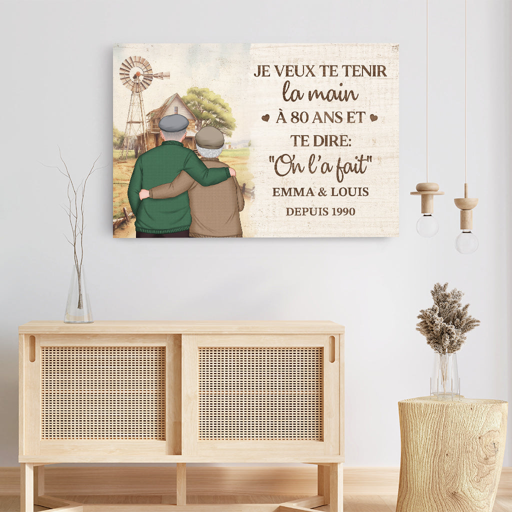 6265CFR3 toile personnalisee couple je veux te tenir la main a 80 ans 6265c8mzg