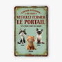 6267EFR2 plaque en metal personnalise avec chat veuillez fermer le portail 6267e8qmd
