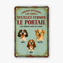 6267EFR2 plaque en metal personnalise avec chien veuillez fermer le portail 6267e8qmc