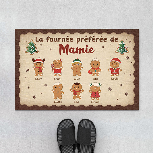 6268DFR1 paillasson personnalise de noel la fournee preferee de mamie papy 6268dktza