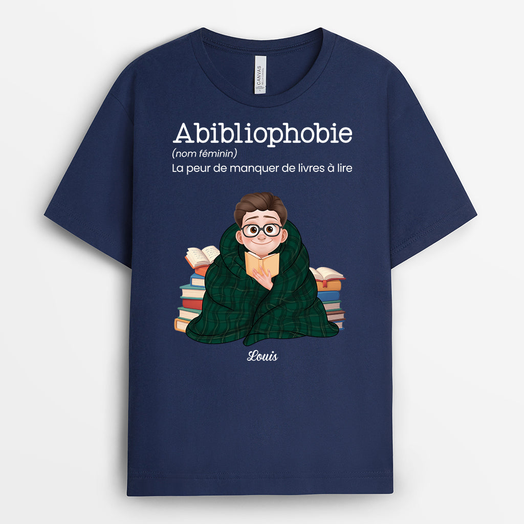 6273AFR2 t shirt personnalise pour les amoureux des livres abibliophobie 6273a8vza