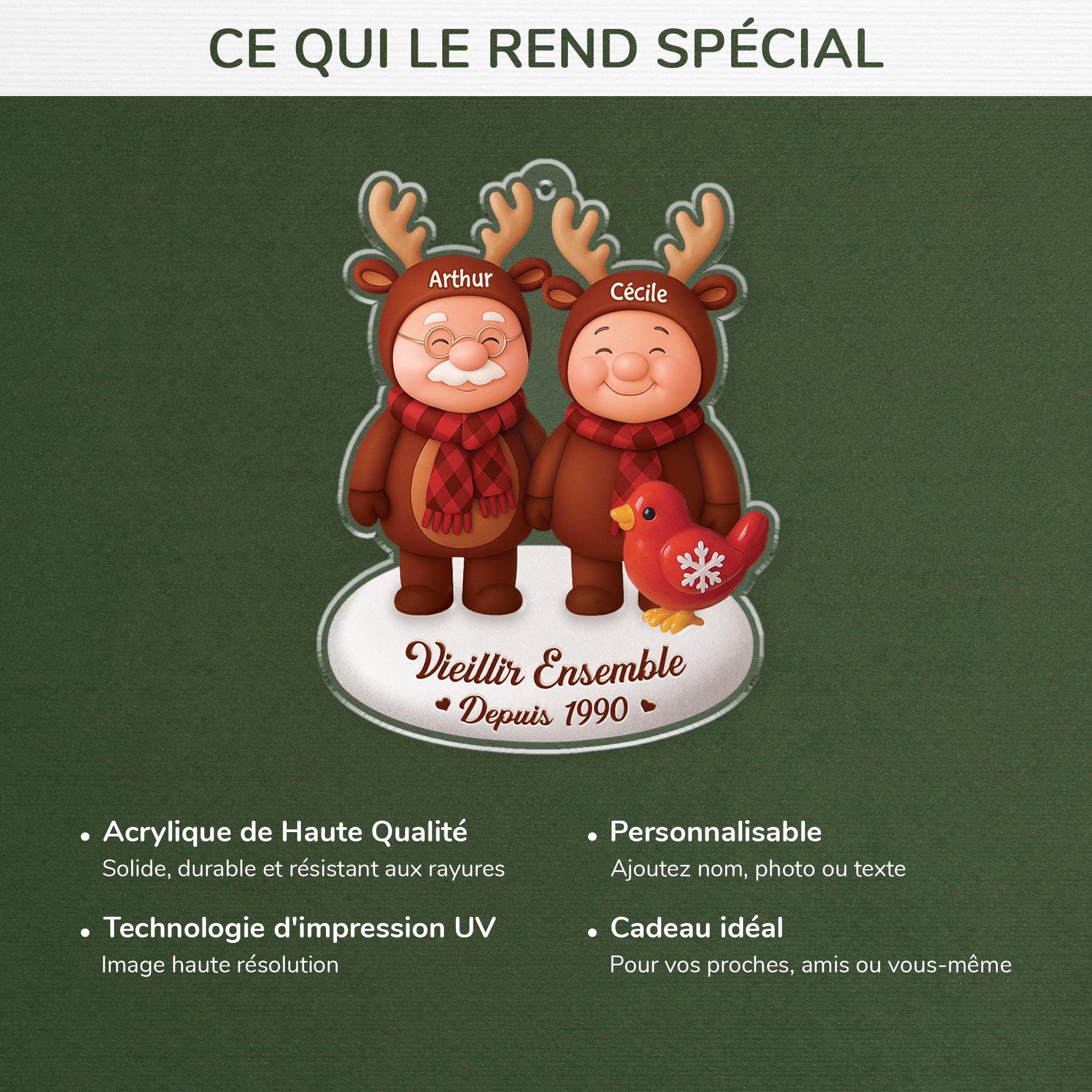 6277OFR1 effet dimpression 3d ornement acrylique personnalise vieillir ensemble couple cerf 6277oklzg_4