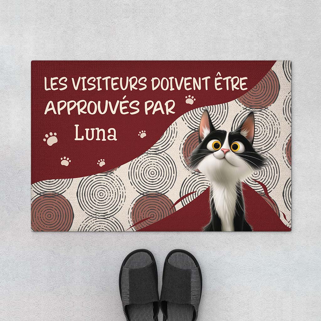 6284DFR1 paillasson personnalise chat avec patte visiteurs doivent etre approuves 6284d3qad