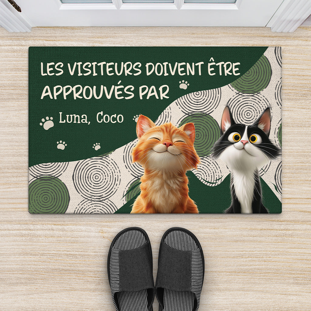 6284DFR2 paillasson personnalise chat avec patte visiteurs doivent etre approuves 6284d3qad