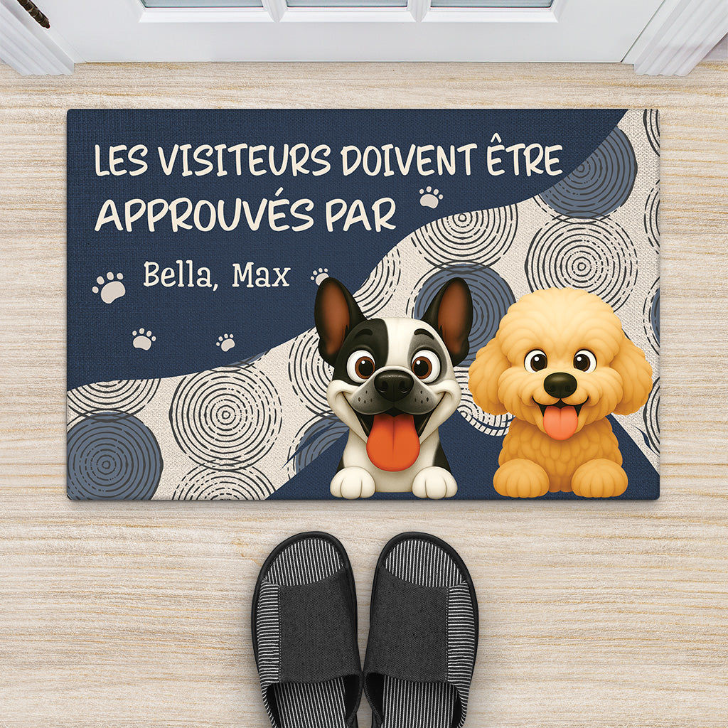 6284DFR2 paillasson personnalise chien avec patte visiteurs doivent etre approuves 6284d2qac
