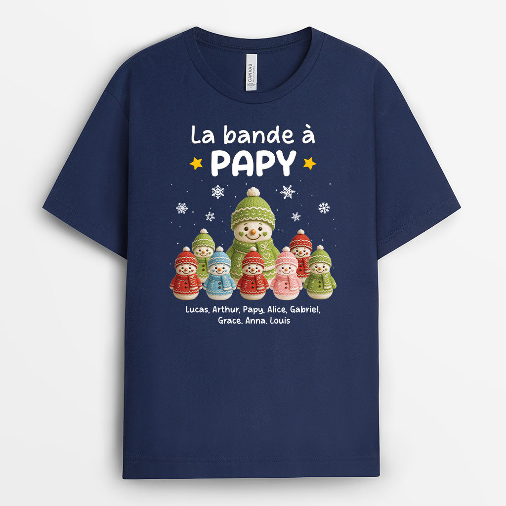 6288AFR2 t shirt personnalise de noel la bande a mamie papy bonhomme de neige 6288a3tma
