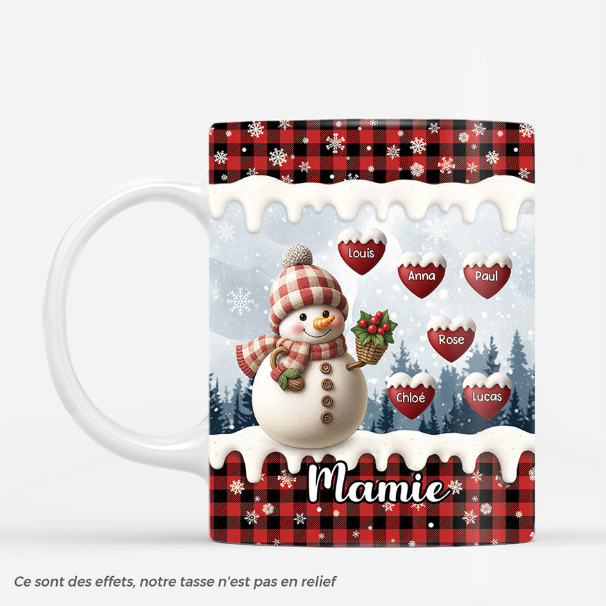 6293MFR1 mug personnalise de noel papy mamie bonhomme de neige 6293mttta