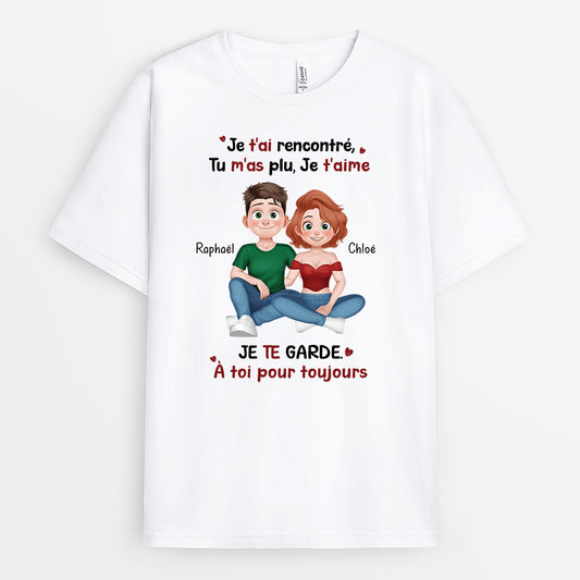 6297AFR1 t shirt personnalisable pour couple je taime je te garde 6297a8qqg
