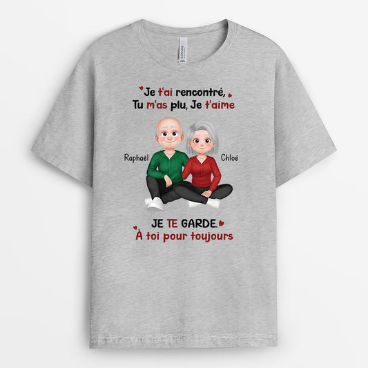 6297AFR2 t shirt personnalisable pour couple je taime je te garde 6297a8qqg