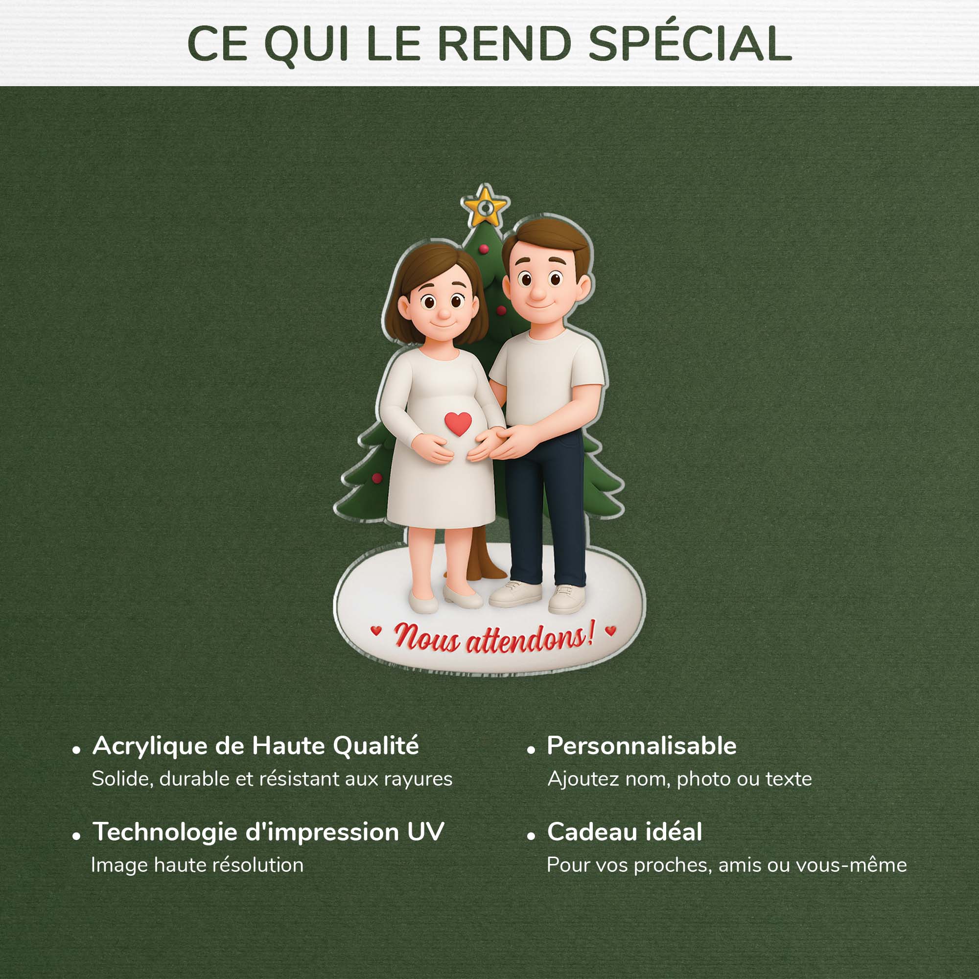 6304OFR4 effet dimpression 3d ornement noel acrylique personnalise pour futur papa future maman couple attend un bebe 6304okvcg