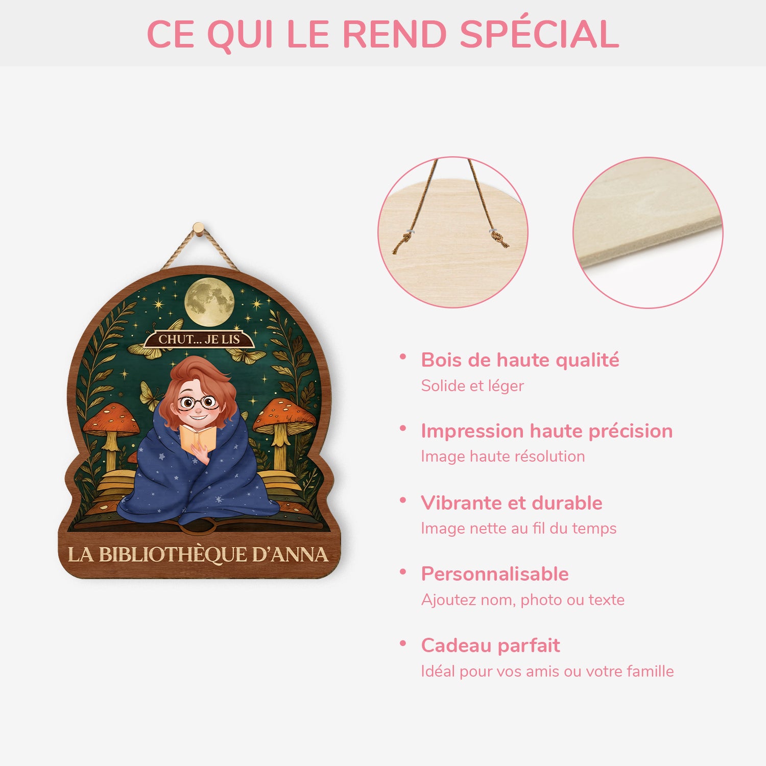 6308QFR4 plaque en bois personnalisee pour les amoureux des livres la bibliotheque d_emma 6308qkqza