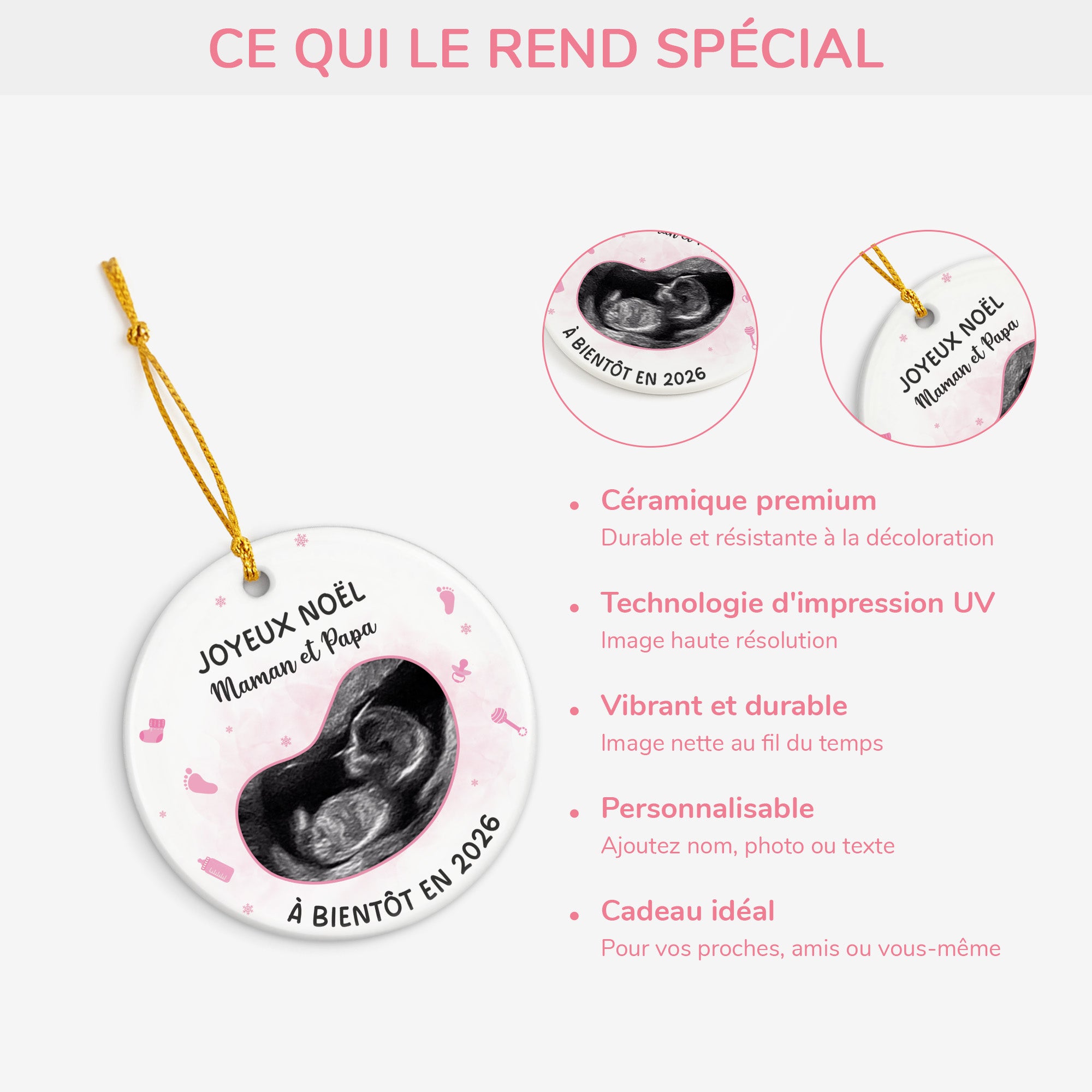 6312OFR4 ornement ceramique personnalise avec photo joyeux noel de bebe en route 6312o3vak