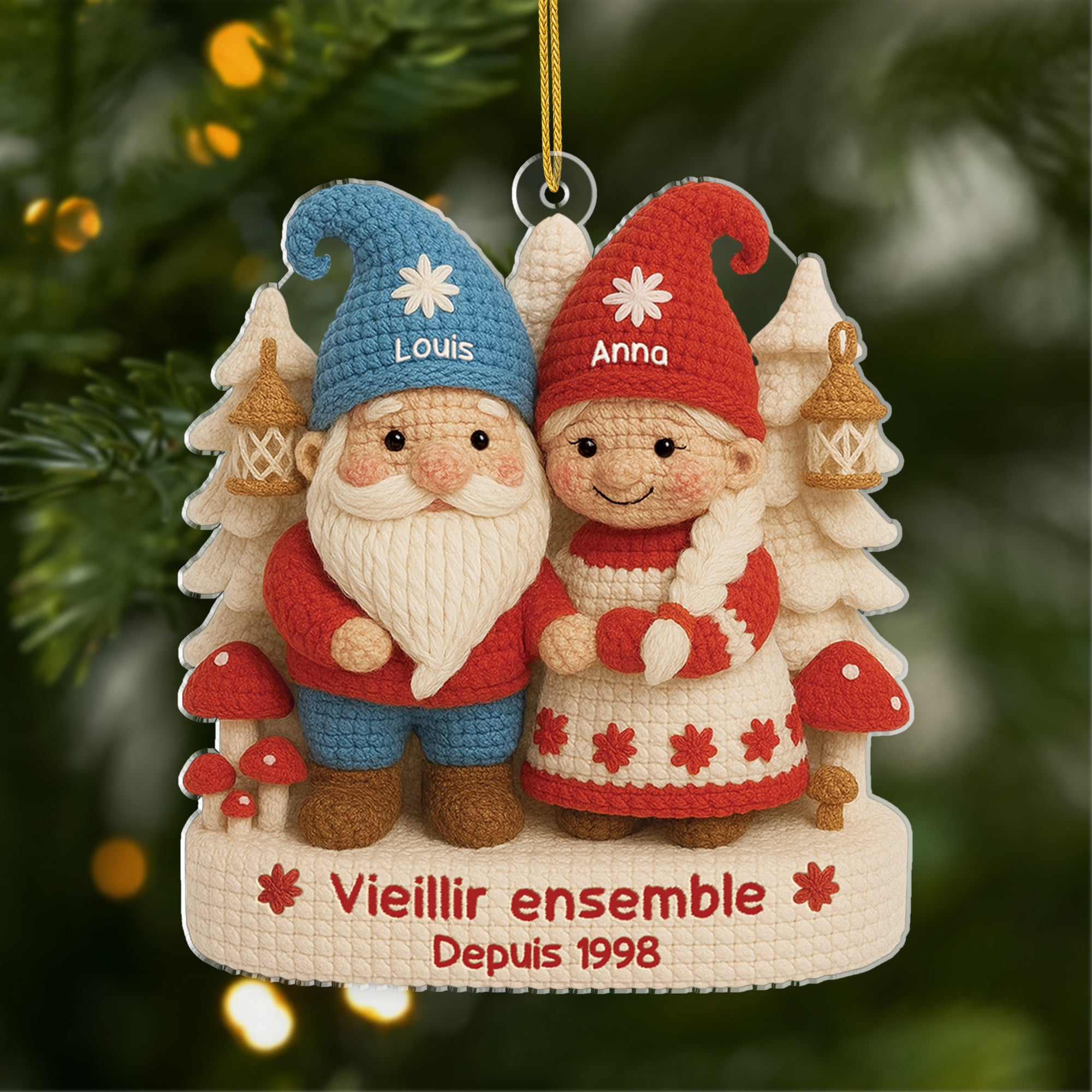 6315OFR1 effet dimpression 3d ornement noel acrylique personnalise couple de laine vieillir ensemble 6315o8mng