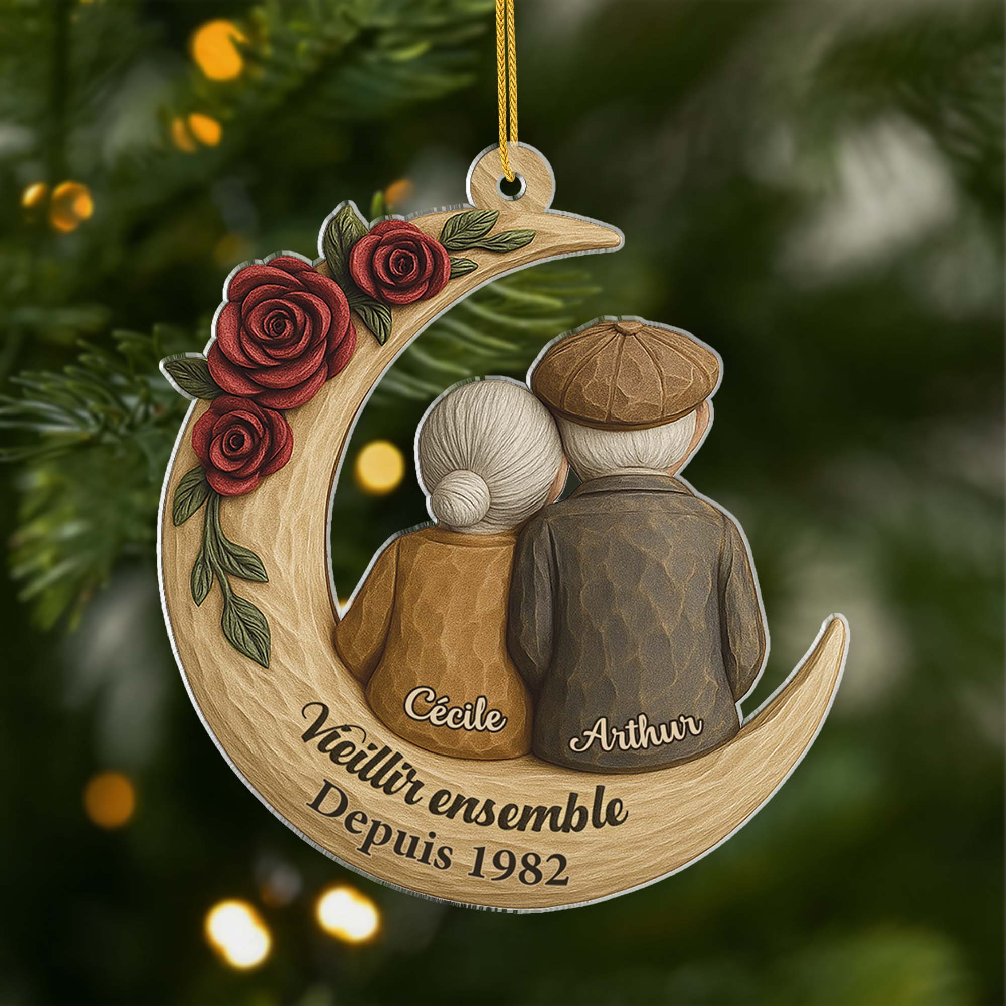 6321OFR1 effet dimpression 3d ornement noel acrylique personnalise couple depuis premier baiser 6321o3z5g