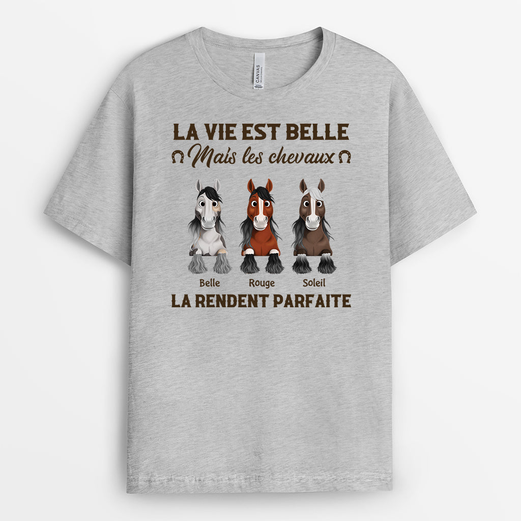6328AFR2 t shirt personnalise les chevaux rendent la vie parfaite 6328a6vtu