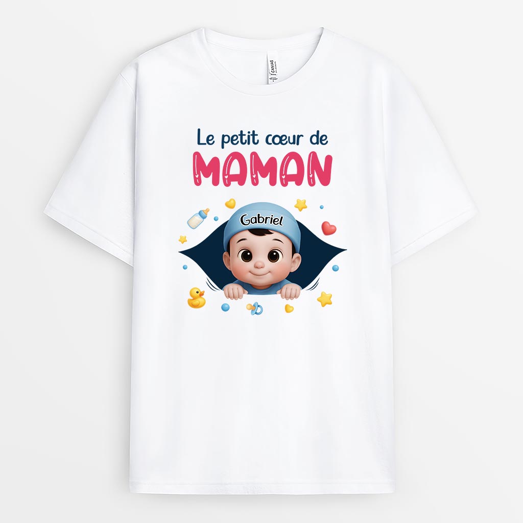 6330AFR1 t shirt personnalise pour future maman le petit coeur de maman 6330a6lwa_1